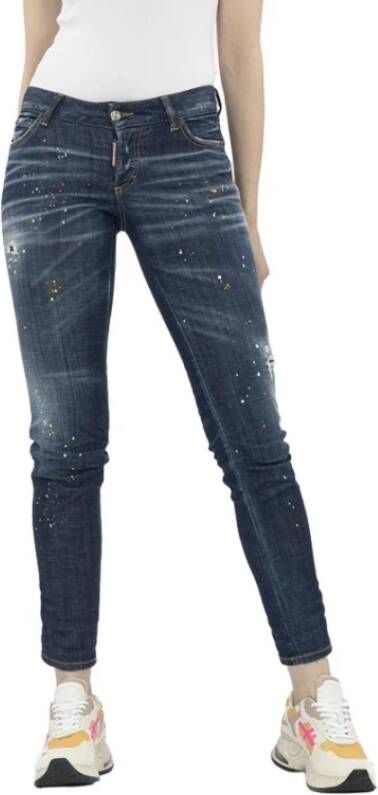 Dsquared2 Jennifer Skinny Jeans met verfspatten Blauw Dames