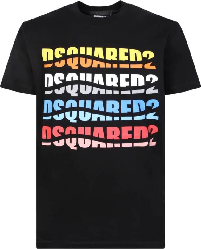 Dsquared2 Jeugdige Multicolor Logo Zwarte T-Shirt Zwart Heren