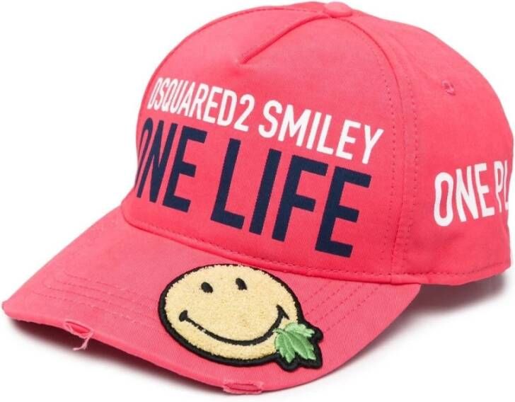 Dsquared2 Geborduurde Smile Baseballpet Pink Unisex