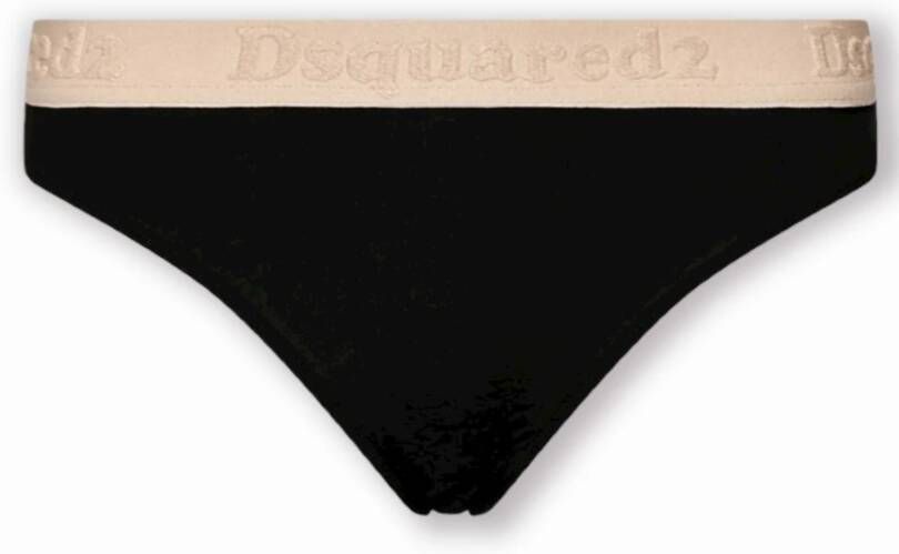 Dsquared2 Katoenen Bikini Onderstuk Stijlvolle Strandkleding Zwart Dames
