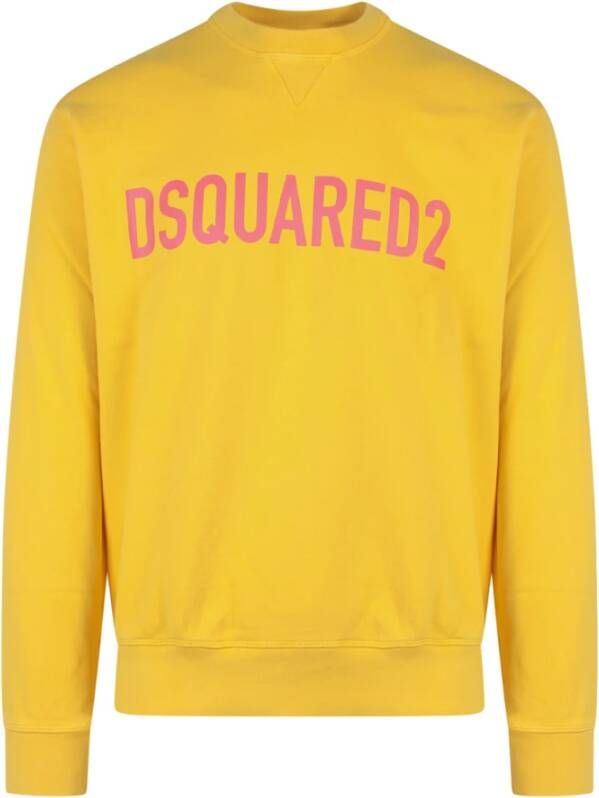 Dsquared2 Katoenen Logo Sweatshirt Yellow Heren