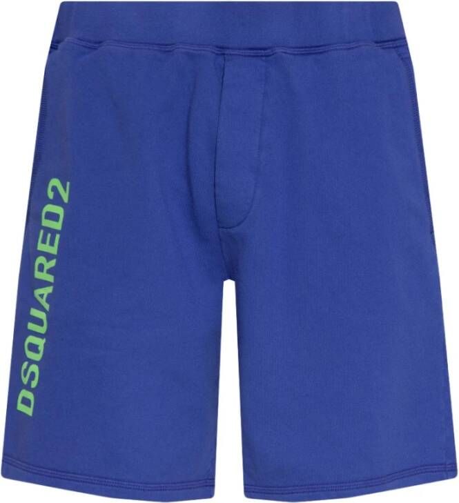 Dsquared2 Katoenen Shorts met Logo Blauw Heren