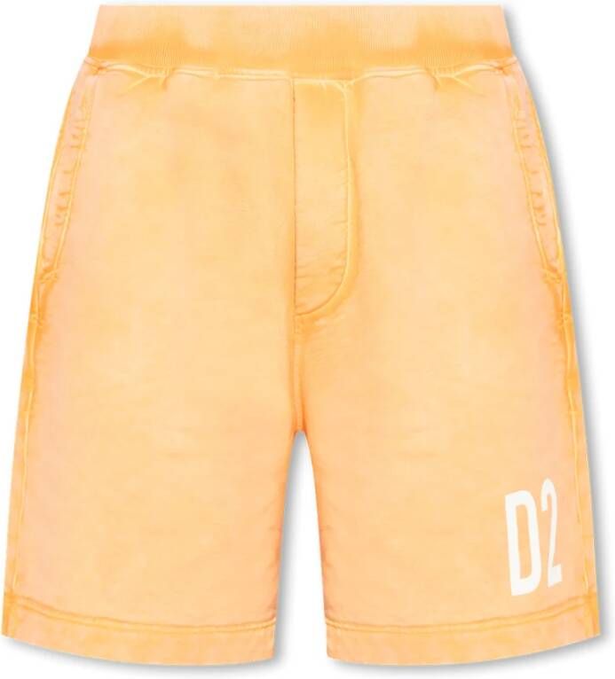 Dsquared2 Katoenen shorts met logo Geel Heren