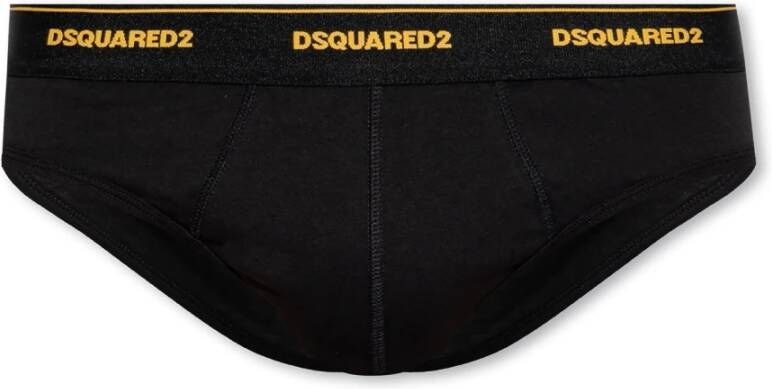 Dsquared2 Zwarte elastische logo-slip met contrast 360° Black Heren