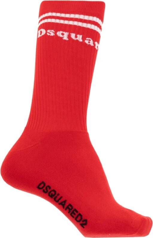 Dsquared2 Katoenen sokken met logo Rood Heren