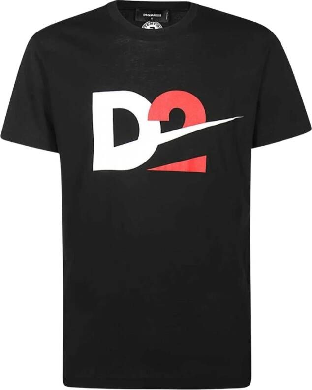 Dsquared2 Katoenen T-shirt met Groot Logo Zwart Heren