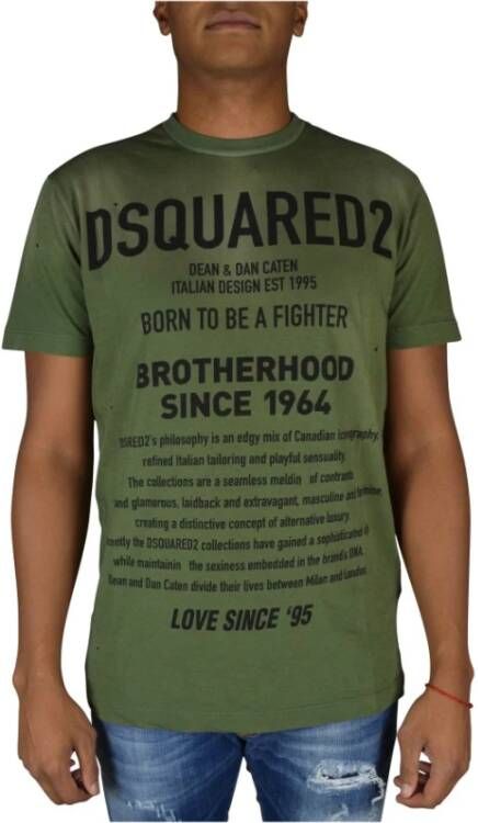 Dsquared2 Khaki Korte Mouwen T-Shirt voor Heren Groen Heren