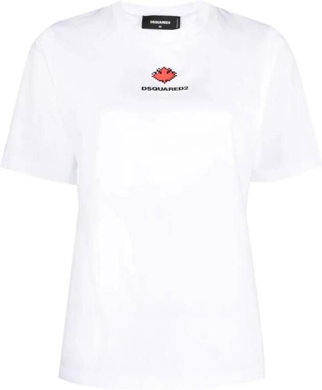 Dsquared2 Witte T-shirt voor vrouwen Stijlvolle upgrade 100% CO-stof White Dames
