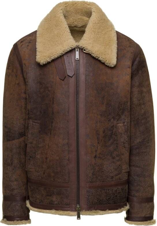 Dsquared2 Klassieke Shearling Jas voor Heren Bruin Heren