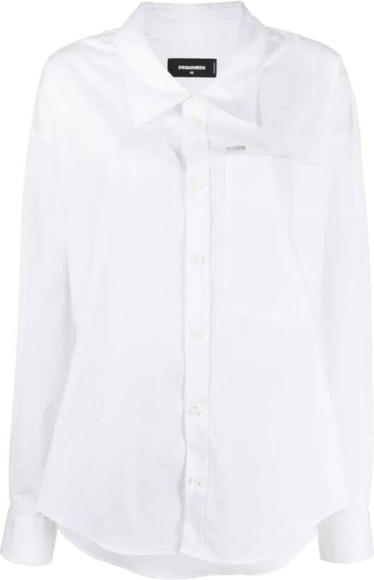 Dsquared2 Klassieke Witte Stretch-Katoenen Overhemd White Dames