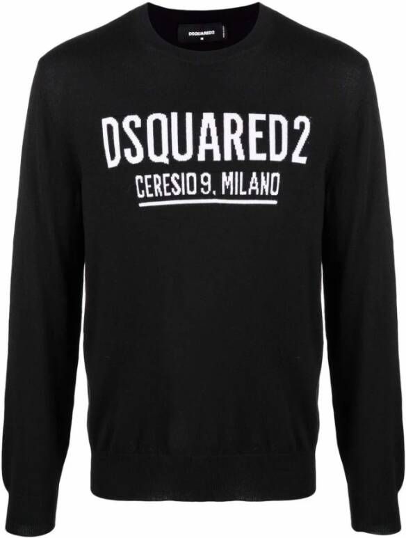 Dsquared2 Zwarte katoenen sweatshirt met Milano-print Black