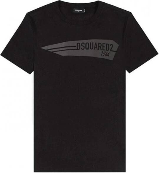 Dsquared2 Kortarmig shirt zwart en grijs logo print Zwart Heren