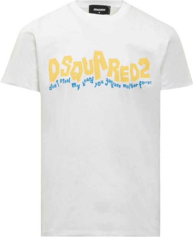 Dsquared2 Korte mouwen T-shirt met ronde hals en print op de voorkant White Heren