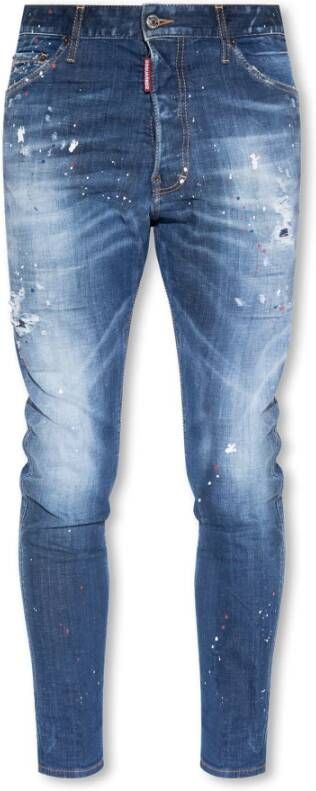 Dsquared2 Ontspannen Lange Kruis Blauwe Jeans Blue Heren