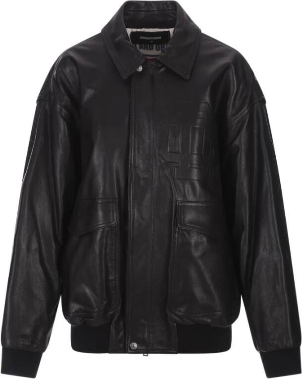 Dsquared2 Leather Jackets Zwart Dames