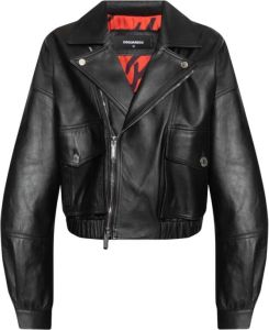 Dsquared2 Leather Jackets Zwart Dames
