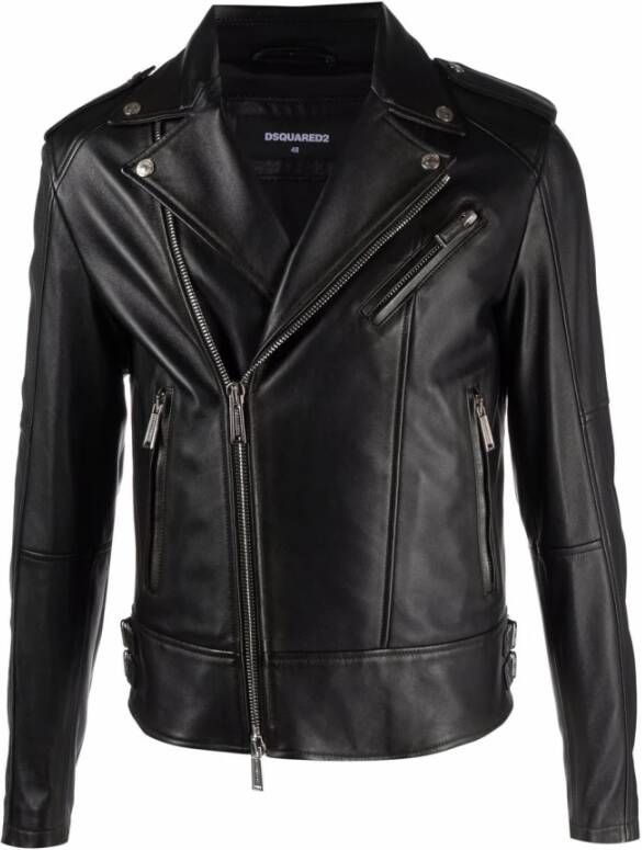 Dsquared2 Leather Jackets Zwart Heren