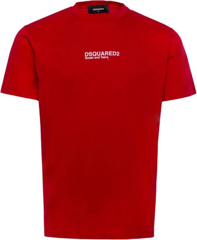 Dsquared2 Levendig Logo-Print Katoenen T-Shirt voor Heren Rood Heren