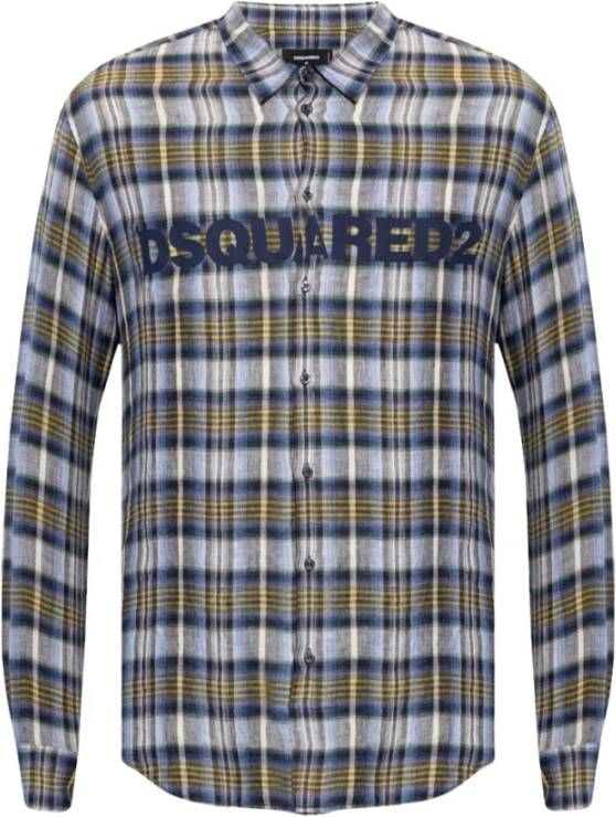 Dsquared2 Multicolor Geruite Linnen Casual Overhemd Multicolor Heren