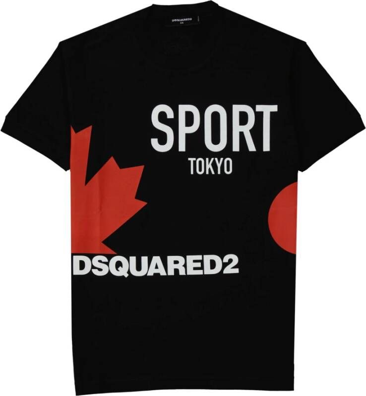Dsquared2 Logo Katoenen T-Shirt Heren Regular Fit Zwart Heren