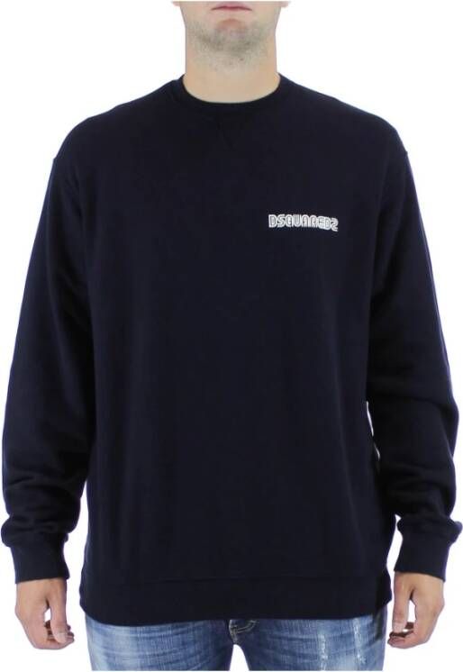 Dsquared2 Logo Mini Sweatshirt Navy Oversized Fit Zwart Heren