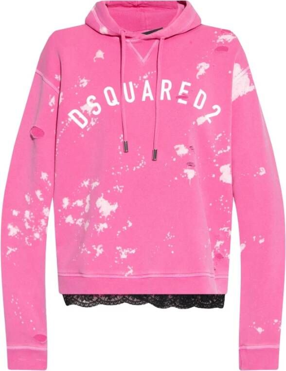 Dsquared2 Logo Patch Hoodie Roze Dames
