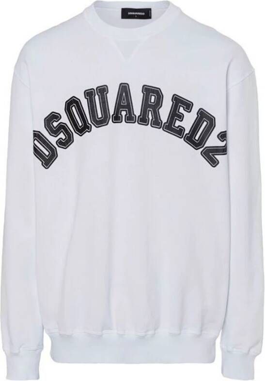 Dsquared2 Logo Print Crew Neck Sweatshirt White Heren