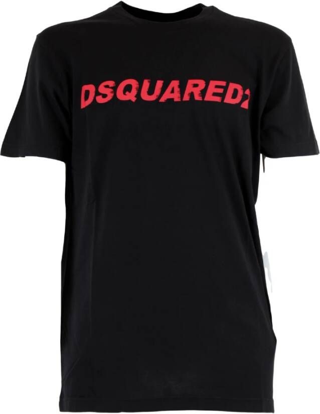 Dsquared2 Logo Print Crew Neck T-Shirt Zwart Heren
