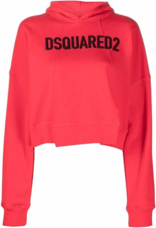 Dsquared2 Logo-Print Cropped Hoodie voor vrouwen Rood Dames