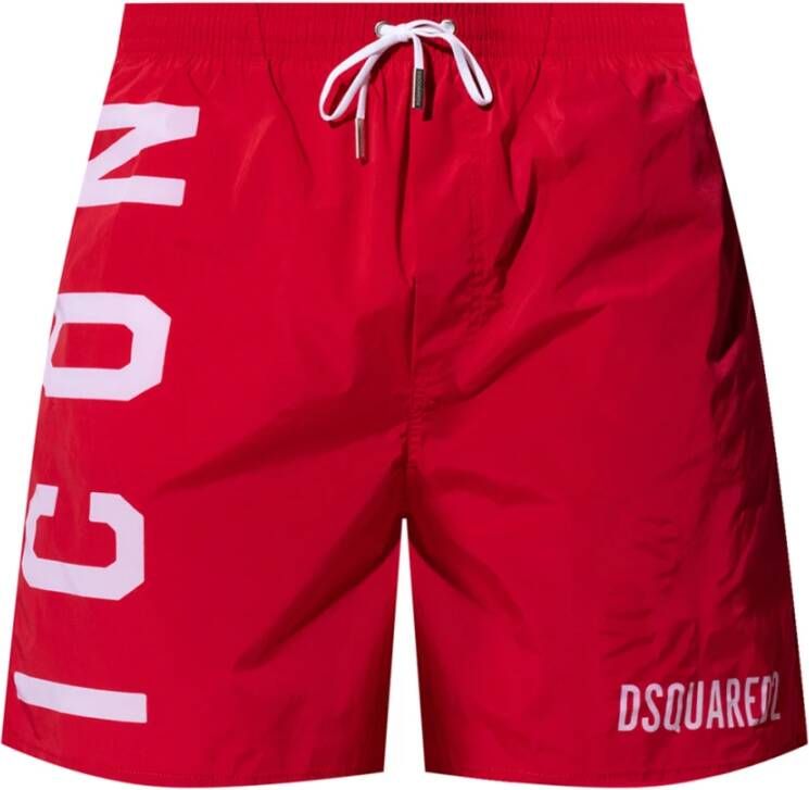 Dsquared2 Logo-print drawstring-taist swim shorts Rood Heren
