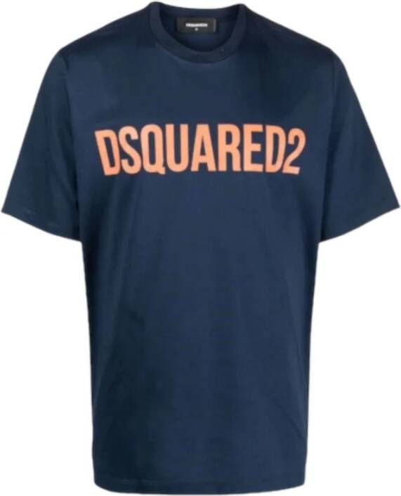 Dsquared2 Logo Print Heren T-Shirt Blauw Heren