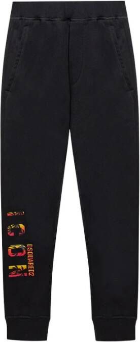 Dsquared2 Logo Print Katoenen Sweatpants Zwart Heren