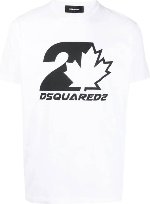 Dsquared2 Logo-Print Katoenen T-Shirt voor Heren Wit Heren