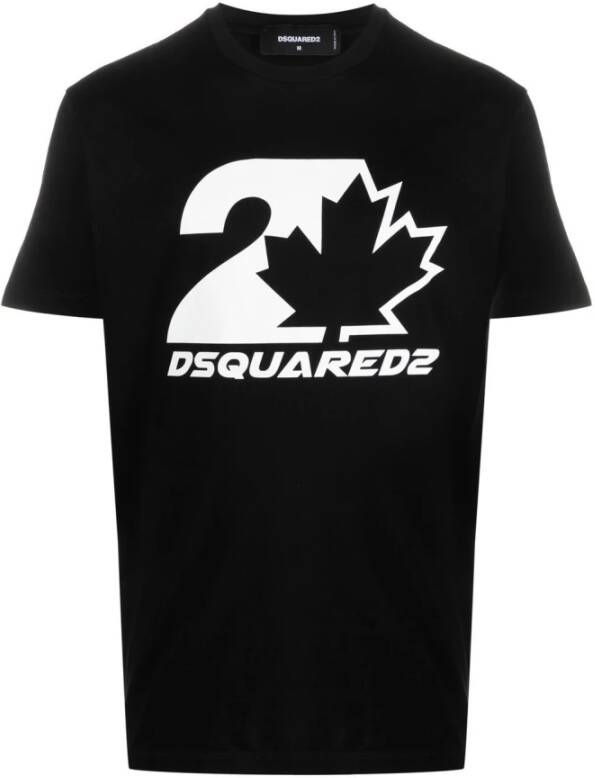 Dsquared2 Logo-Print Katoenen T-Shirt voor Heren Zwart Heren
