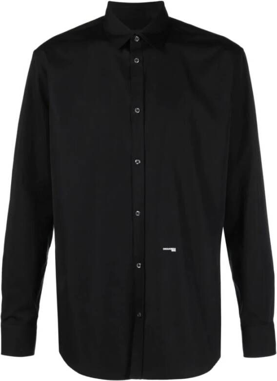 Dsquared2 Klassieke Kraag Poplin Overhemd in Zwart Black Heren