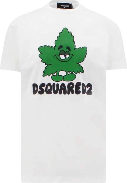 Dsquared2 Logo Print T-Shirt L Wit Heren