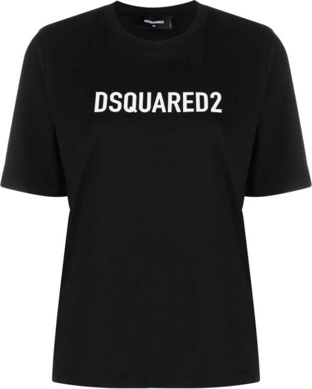 Dsquared2 Logo-Print T-shirt met Korte Mouwen Zwart Dames