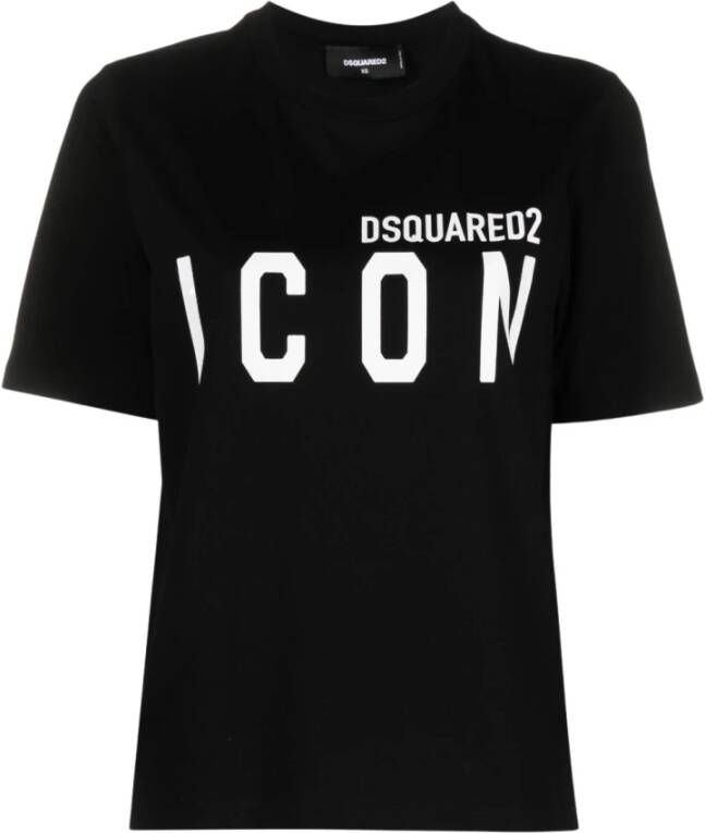 Dsquared2 Logo-Print T-Shirt voor Vrouwen Zwart Dames