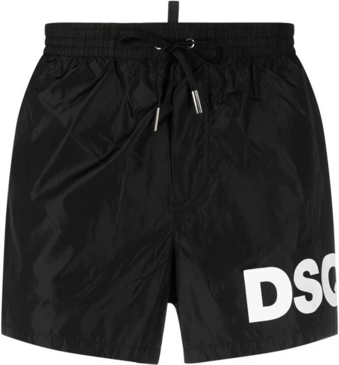 Dsquared2 Zwarte Sea Clothing Shorts met Merk Lettering Black Heren