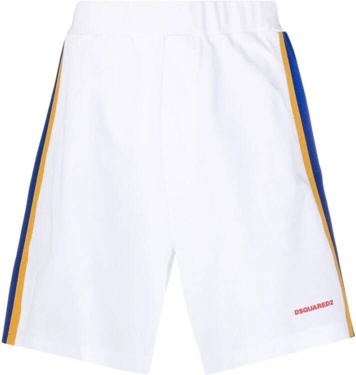 Dsquared2 Logo Side Stripe Sport Shorts White Heren