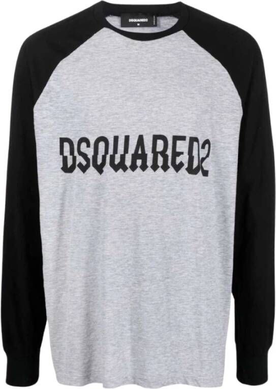 Dsquared2 Logo Sweatshirt Grijs Zwart Grijs Heren