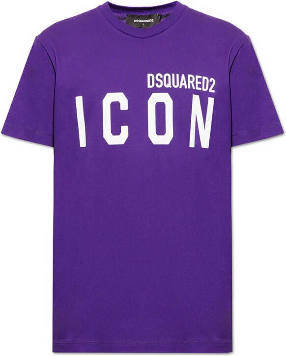 Dsquared2 Icon Print Logo T-Shirt Purple Heren
