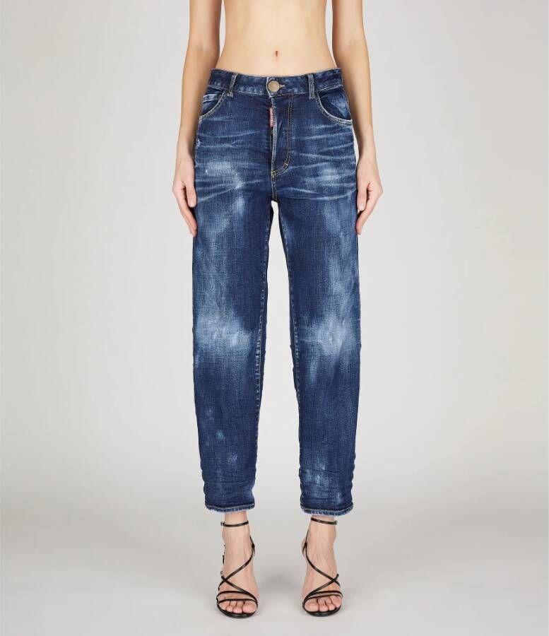 Dsquared2 Distressed Skinny-Cut Jeans Indigo Blauw Blue