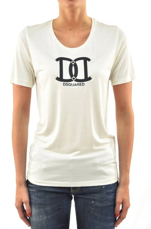 Dsquared2 Luxe Crèmekleurig Zijden T-Shirt White Dames