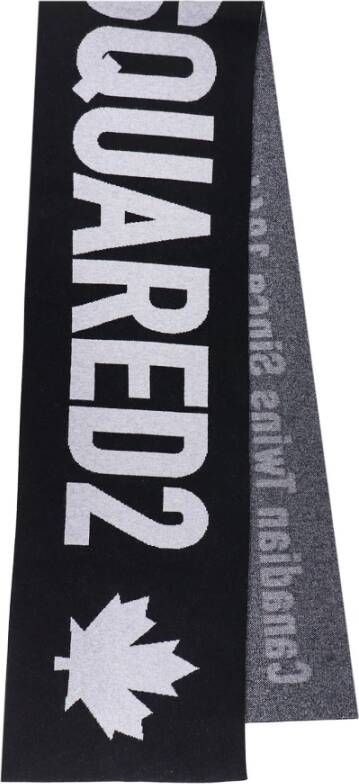 Dsquared2 Luxe Zwarte Wollen Sjaal Aw23 Zwart Heren