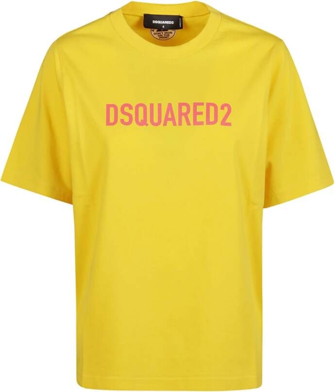 Dsquared2 Makkelijk Cyber Gele T-Shirt Yellow Dames