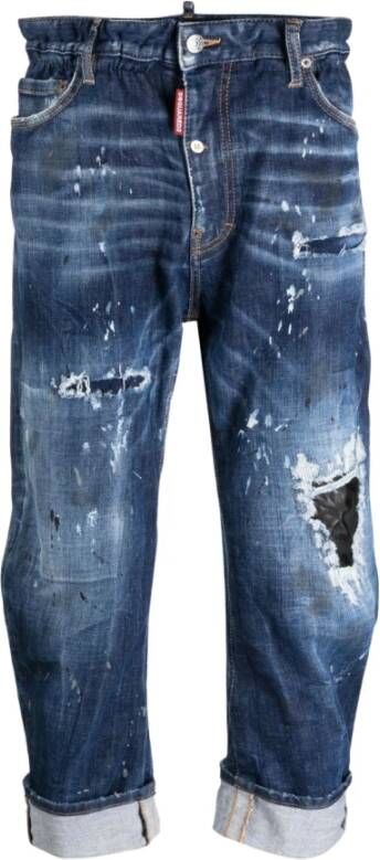Dsquared2 Marineblauwe 5-Pocket Cropped Jeans voor Heren Blauw Heren