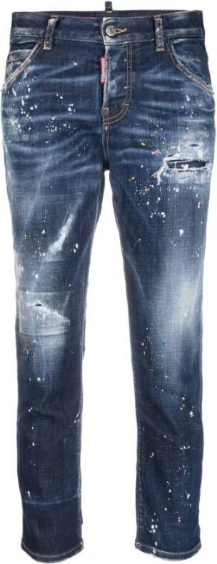 Dsquared2 Marineblauwe Slim-Fit Cropped Jeans Blauw Dames