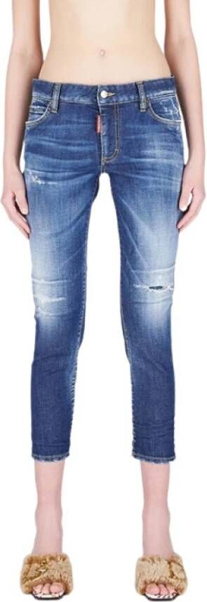 Dsquared2 Marineblauwe Twiggy Slim Fit Cropped Jeans Blauw Dames