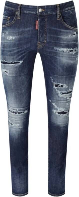 Dsquared2 Medium Blauwe Skater Jeans met Scheuren en Gewassen Effect Blauw Heren